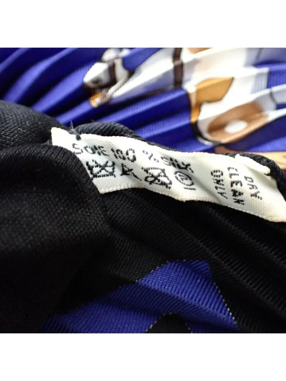 Hermes Carre 90 Pleats Blue Rocking Horse Scarf Silk Included